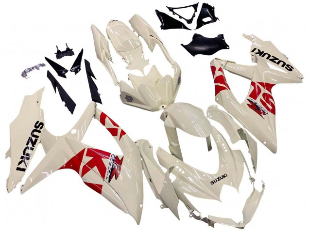 2008-2010 Suzuki GSXR 600 / GSXR 750 Motorcycle Fairings - Cream White Red Black Australia for Sale