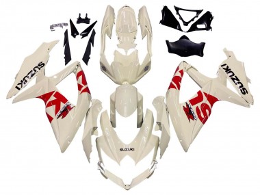 2008-2010 Suzuki GSXR 600 / GSXR 750 Motorcycle Fairings - Cream White Red Black Australia for Sale