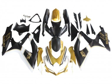 2008-2010 Suzuki GSXR 600 / GSXR 750 Motorcycle Fairings - Matte Black White Gold Australia for Sale