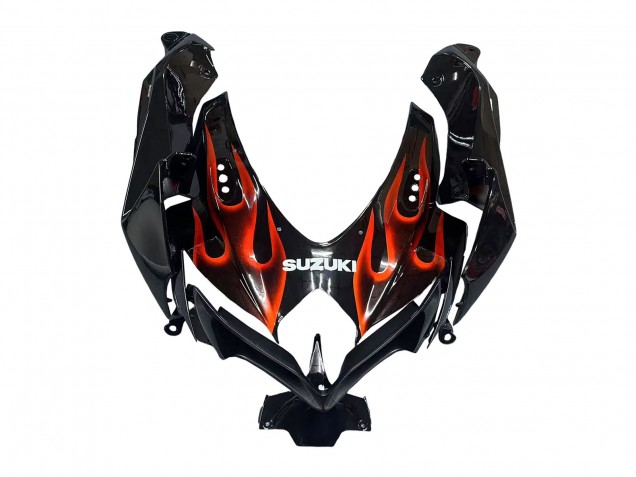 2008-2010 Suzuki GSXR 600 / GSXR 750 Motorcycle Fairings - Glossy Black Orange Flame Australia for Sale