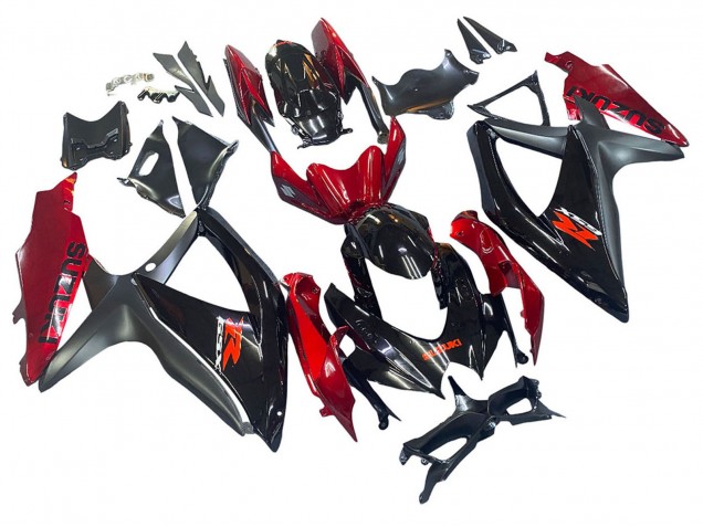 2008-2010 Suzuki GSXR 600 / GSXR 750 Motorcycle Fairing - Red Glossy Black Australia for Sale