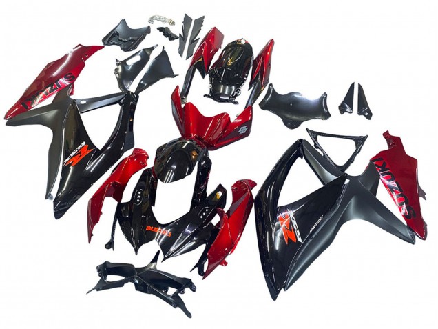 2008-2010 Suzuki GSXR 600 / GSXR 750 Motorcycle Fairing - Red Glossy Black Australia for Sale