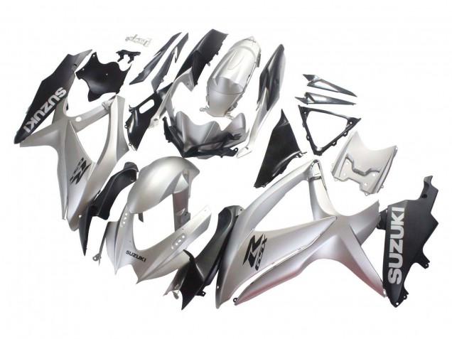 2008-2010 Suzuki GSXR 600 / GSXR 750 Motorcycle Fairings - Silver Matte Black Australia for Sale