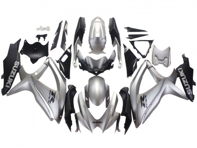 2008-2010 Suzuki GSXR 600 / GSXR 750 Motorcycle Fairings - Silver Matte Black Australia for Sale