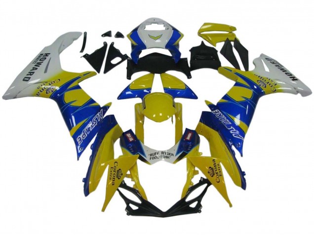 2011-2024 Suzuki GSXR 600 / GSXR 750 Motorcycle Fairings - White Yellow Blue Alstare Corona Extra Australia for Sale