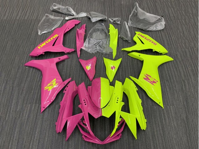 2011-2024 Suzuki GSXR 600 / GSXR 750 Motorcycle Fairings - Pink Yellow Split Australia for Sale