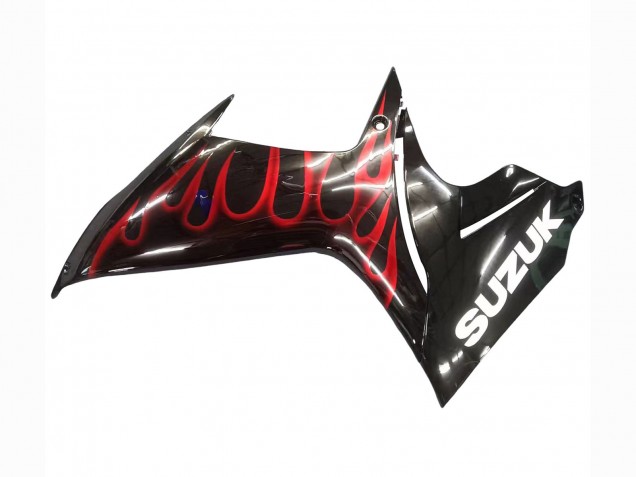 2011-2024 Suzuki GSXR 600 / GSXR 750 Motorcycle Fairings - Glossy Black Red Flame Australia for Sale
