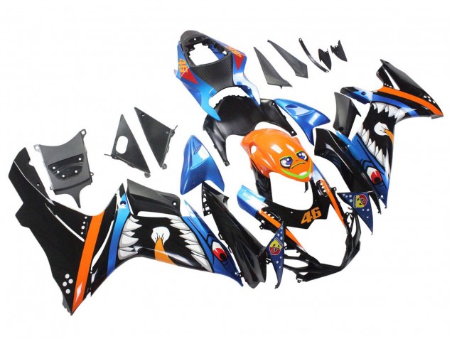 2011-2024 Suzuki GSXR 600 / GSXR 750 Motorcycle Fairings - Light Blue Orange Black White Shark 46 Australia for Sale
