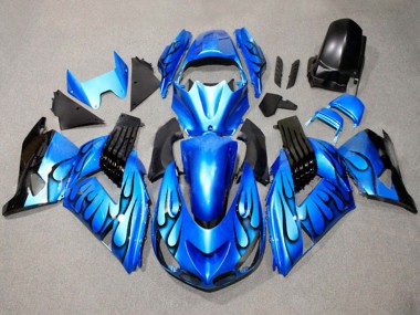2011-2024 Suzuki GSXR 600 / GSXR 750 Motorcycle Fairings - Blue Black Flame Australia for Sale