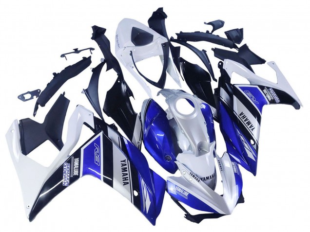 2015-2018 Yamaha YZF R3/R25 Motorcycle Fairings - White Blue Black Yamalube Australia for Sale