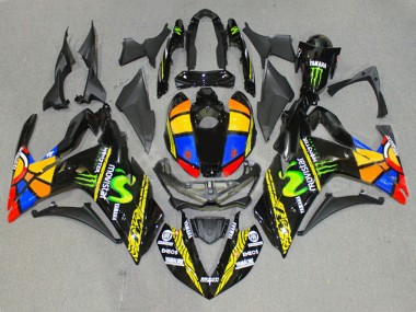 2015-2018 Yamaha YZF R3/R25 Motorcycle Fairings - Glossy Black Yellow White Blue ENEOS Monster MoviStar Color Wheel Australia for Sale