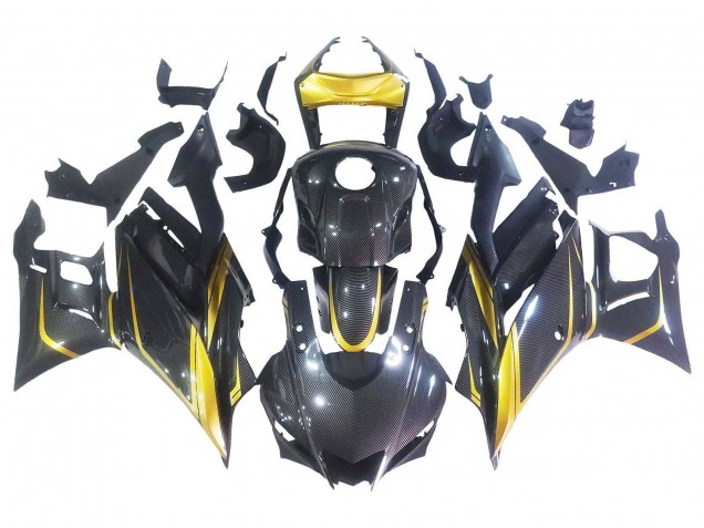 2019-2021 Yamaha YZF R3/R25 Motorcycle Fairings - Gold Black Carbon Fiber Australia for Sale