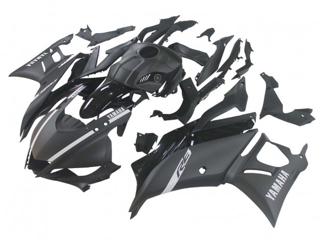 2019-2021 Yamaha YZF R3/R25 Motorcycle Fairings - Matte Black Silver Australia for Sale