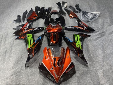 2002-2003 Yamaha YZF 1000 R1 Motorcycle Fairings - Orange Black Neon Green with Flame 16 Australia for Sale