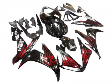 2004-2006 Yamaha YZF 1000 R1 Motorcycle Fairings - Glossy Black Red Flame Australia for Sale