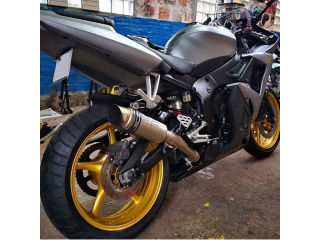 2003-2004 Yamaha YZF R6 Motorcycle Fairings - Matte Grey Matte Black Gold Decals Australia for Sale