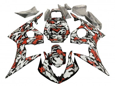 2003-2004 Yamaha YZF R6 Motorcycle Fairings - Black Red Grey Camouflage Australia for Sale