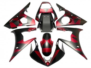 2005 Yamaha YZF 600 R6 Motorcycle Fairings - Matte Black Red Geometric Australia for Sale