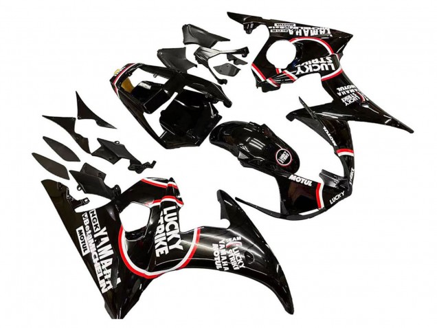 2005 Yamaha YZF 600 R6 Motorcycle Fairings - Glossy Black White Lucky Strike Motul Australia for Sale