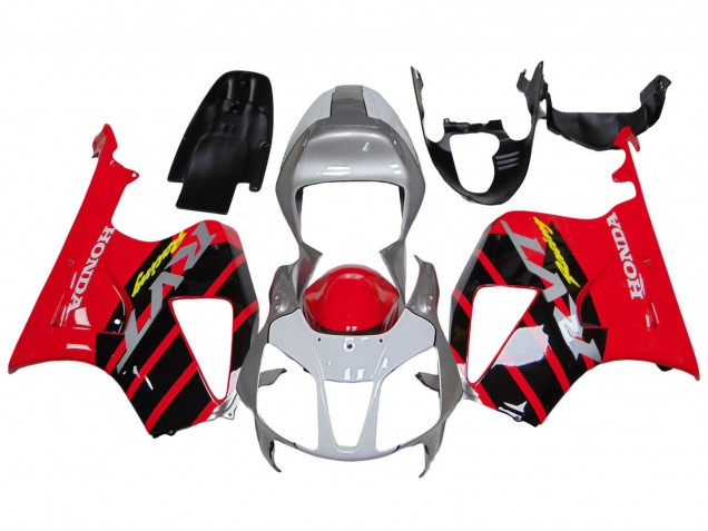2000-2006 Honda VTR1000 Motorcycle Fairings - Silver Red Black Stripe Racing Australia for Sale