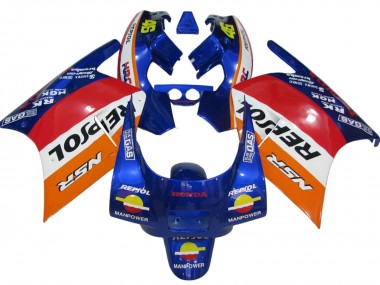 1988-1989 Honda NSR250R Motorcycle Fairings - Orange White Red Blue Repsol Australia for Sale