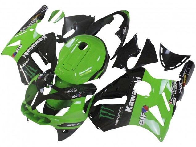 2002-2006 Kawasaki ZX12R Motorcycle Fairing - Green Glossy Black Elf Touch4 Monster Australia for Sale