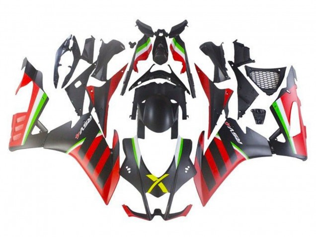 2009-2015 Aprilia RSV4 1000 Motorcycle Fairings - Matte Black Red Green Stripe Australia for Sale
