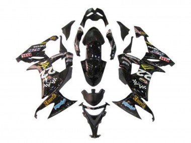 2008-2010 Kawasaki ZX10R Motorcycle Fairings - Glossy Black Blue Yellow Monster Australia for Sale
