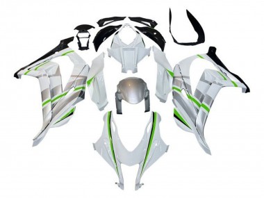 2016-2020 Kawasaki ZX10R Motorcycle Fairings - White Silver Green Stripe Australia for Sale