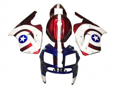 2000-2001 Kawasaki ZX12R Motorcycle Fairings - Candy Red White Blue Captain America Australia for Sale