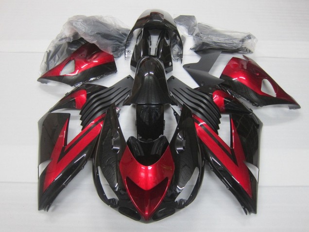 2006-2011 Kawasaki ZX14R ZZR1400 Motorcycle Fairings - Candy Red Glossy Black Australia for Sale