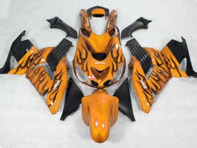 2006-2011 Kawasaki ZX14R ZZR1400 Motorcycle Fairings - Orange Black Flame Australia for Sale