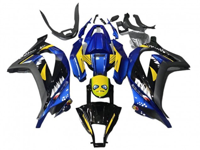 2013-2024 Kawasaki EX300 Motorcycle Fairings - Blue Yellow Black Shark Australia for Sale