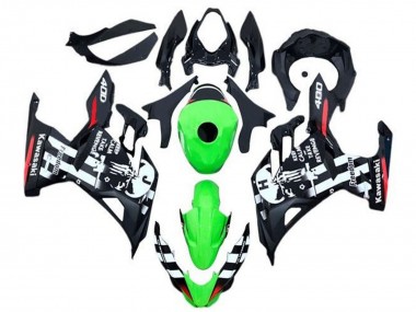 2018-2024 Kawasaki Ninja 400 Motorcycle Fairings - Green Black White Red Skull Australia for Sale