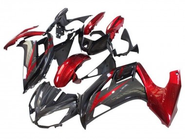 2012-2016 Kawasaki Ninja 650 EX650 Motorcycle Fairings - Red Black Faux Carbon Fiber Australia for Sale