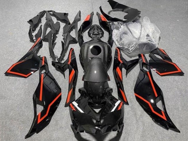 2019-2025 Kawasaki ZX25R ZX-25R Motorcycle Fairings - Black Faux Carbon Fiber Red Australia for Sale