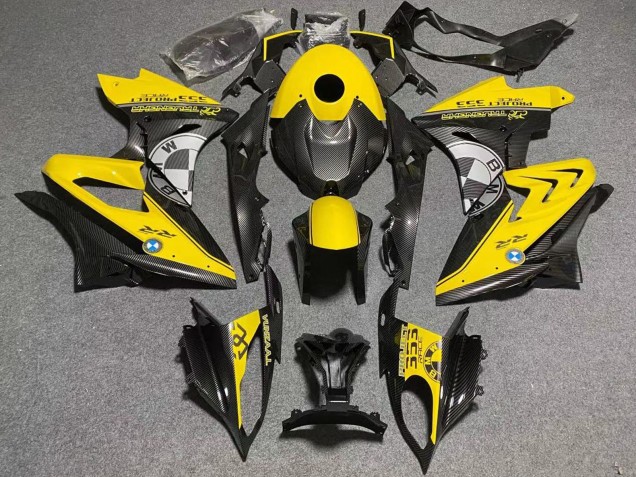 2019-2022 BMW S1000RR Motorcycle Fairings - Yellow Faux Carbon Fiber Australia for Sale