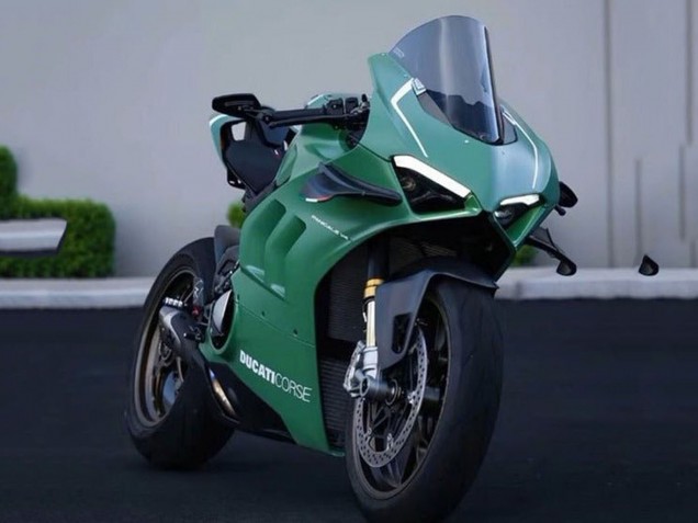 2020-2021 Ducati Panigale V4 V4S Motorcycle Fairings - Matte Green White Australia for Sale