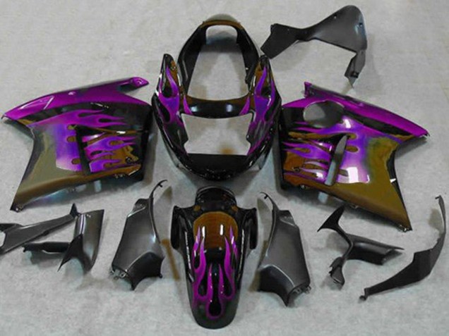 1996-2007 Honda CBR1100XX Blackbird Motorcycle Fairings - Glossy Black Purple Flame Australia for Sale