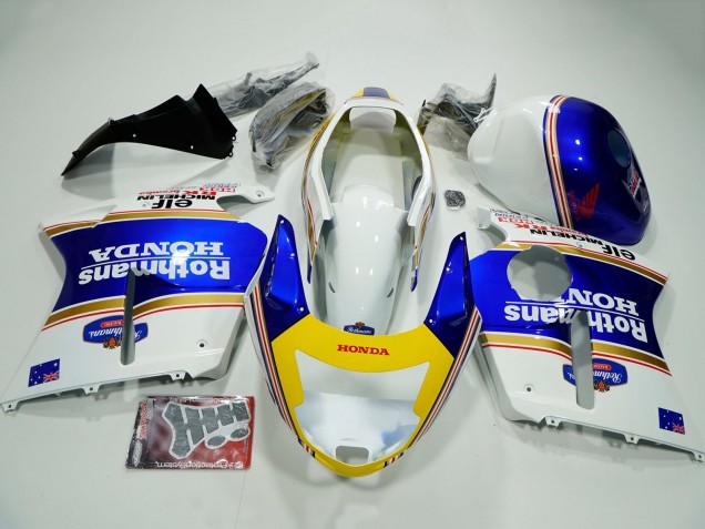1996-2007 Honda CBR1100XX Blackbird Motorcycle Fairings - White Blue Yellow Rothmans Australia for Sale
