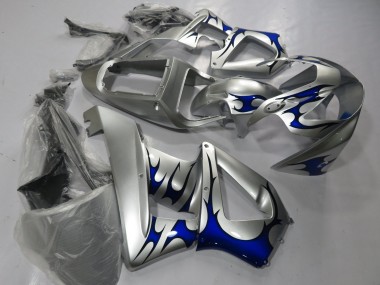 2000-2001 Honda CBR900RR 929 Motorcycle Fairings - Silver Blue Tribal Australia for Sale