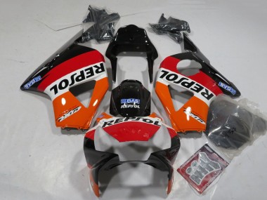 2002-2003 Honda CBR900RR 954 Motorcycle Fairings - Orange White Red Glossy Black Repsol Australia for Sale