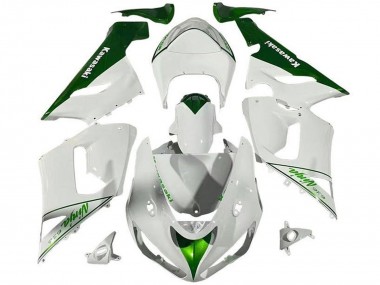 2005-2006 Kawasaki ZX6R Motorcycle Fairings - White Green Australia for Sale