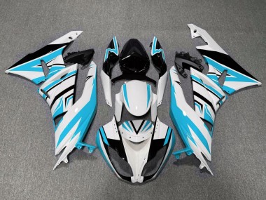 2009-2012 Kawasaki ZX6R Motorcycle Fairings - White Light Blue Black Australia for Sale