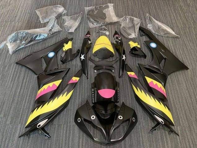 2009-2012 Kawasaki ZX6R Motorcycle Fairings - Yellow Pink Matte Black Shark Australia for Sale
