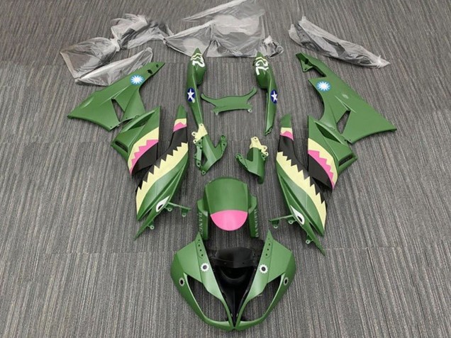 2009-2012 Kawasaki ZX6R Motorcycle Fairings - Yellow Pink Matte Green Shark Australia for Sale