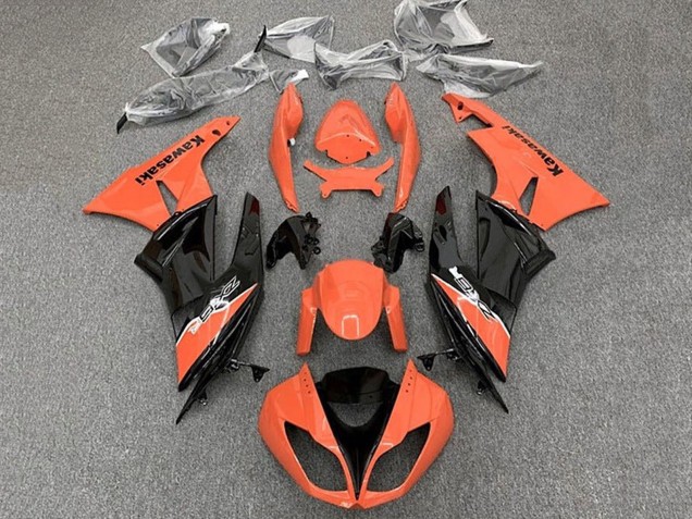 2009-2012 Kawasaki ZX6R Motorcycle Fairing - Orange Glossy Black Australia for Sale
