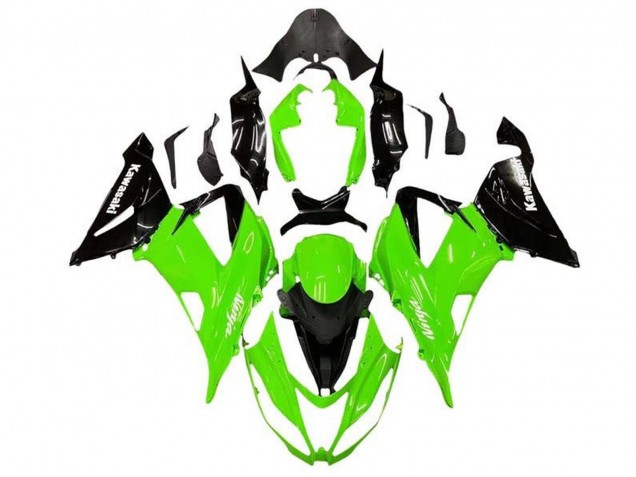 2013-2018 Kawasaki ZX6R Motorcycle Fairing Kits - Green Glossy Black Australia for Sale