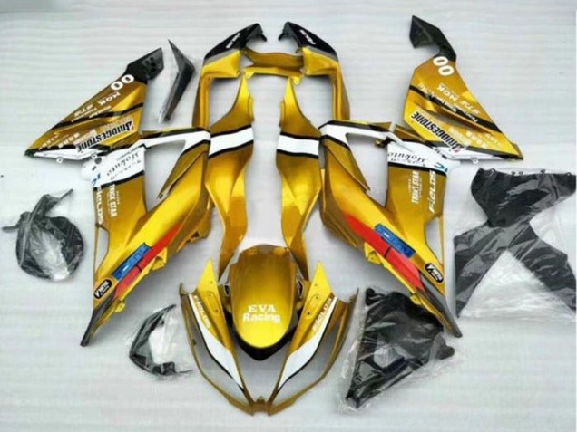 2013-2018 Kawasaki ZX6R Motorcycle Fairings - Gold White Black Australia for Sale