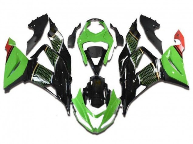 2013-2018 Kawasaki ZX6R Motorcycle Fairings - Green Black Red Honeycomb Australia for Sale
